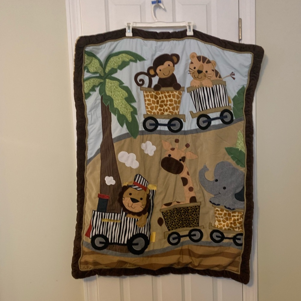 9pc crib Safari Train “bed in a bag”